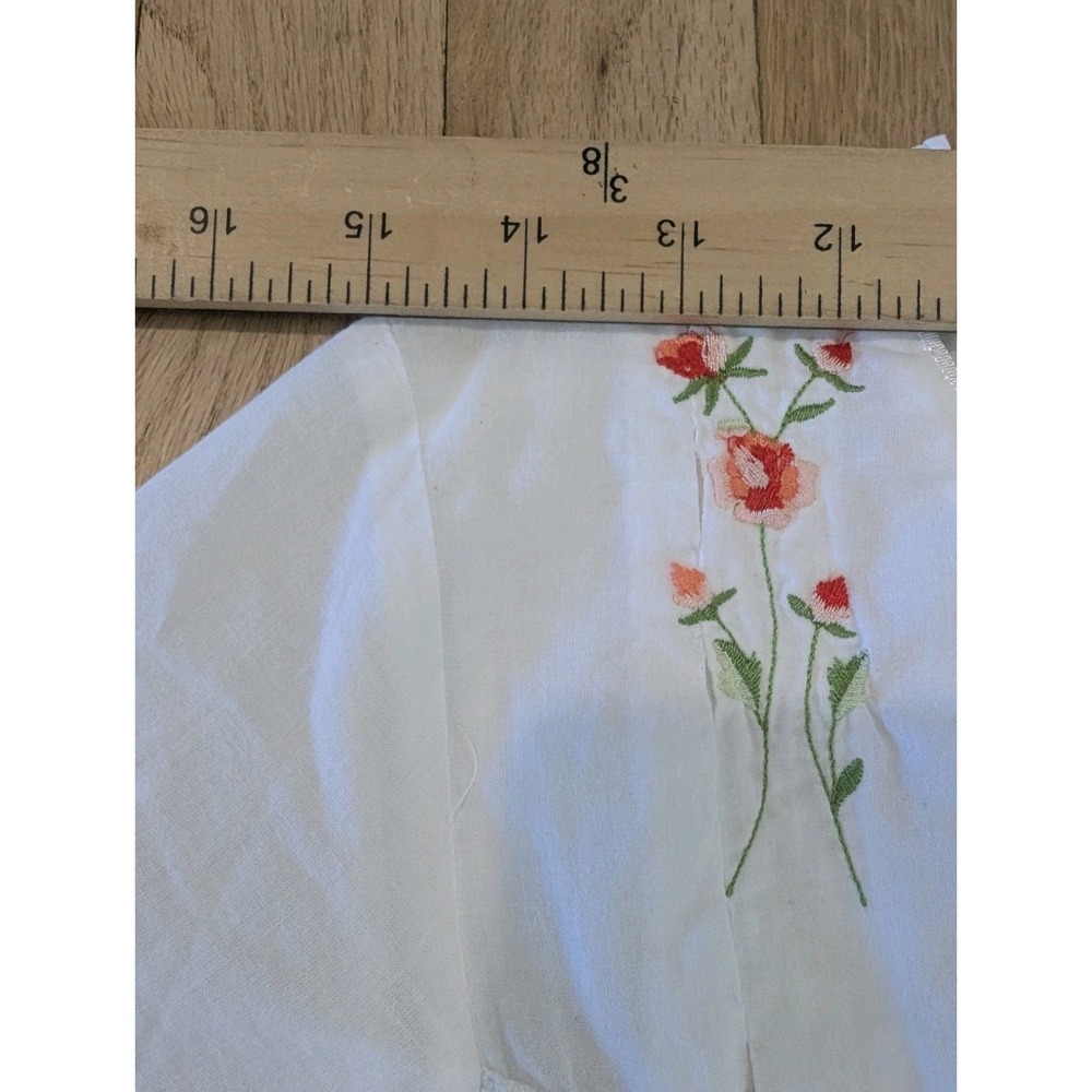 La Cera Long White Nightgown With Embroidery Embellishments Large 100% Cotton - Picture 7 of 16
